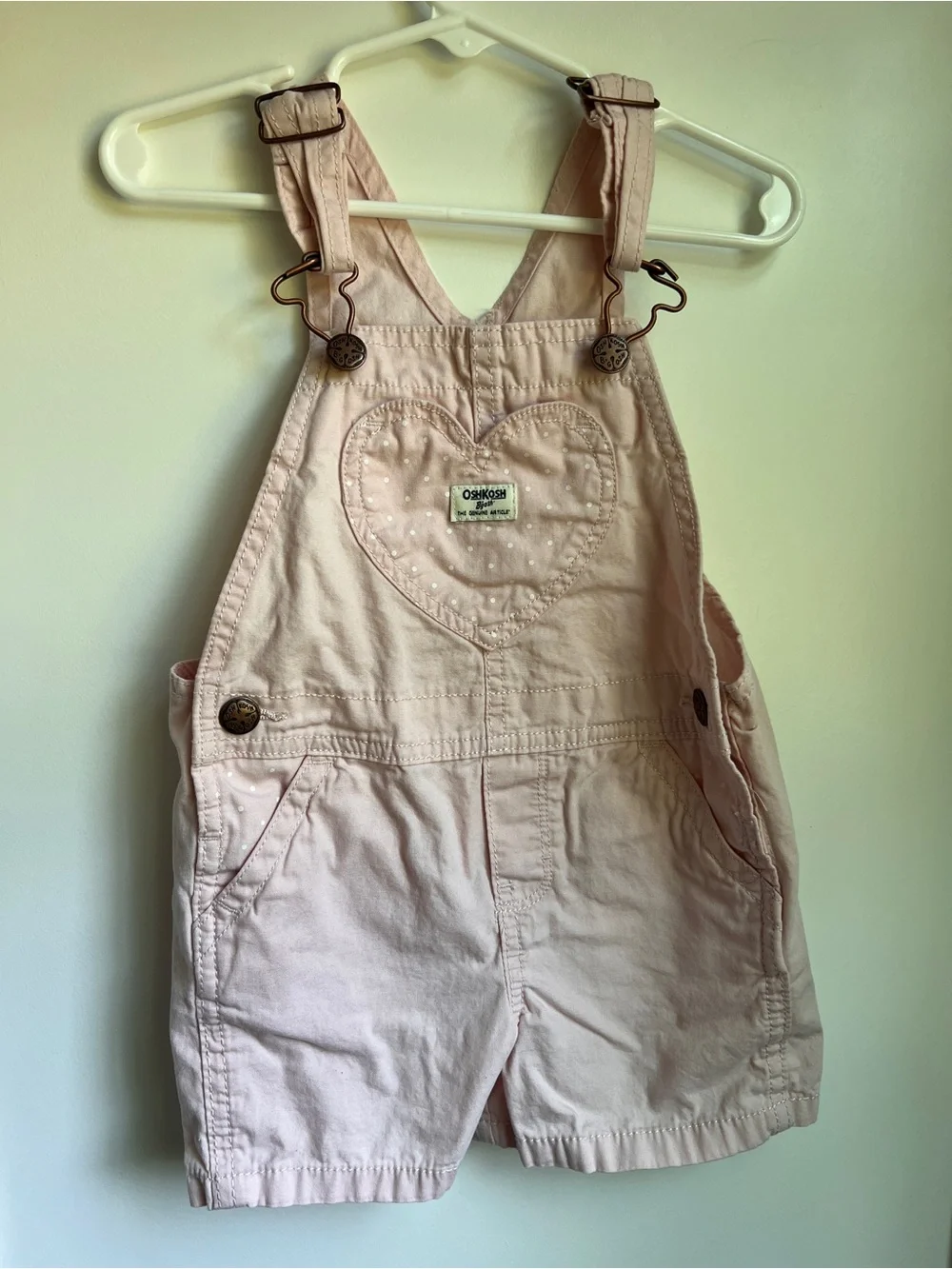 OshKosh B’gosh Toddler Pink Heart Shortalls Overalls 2T